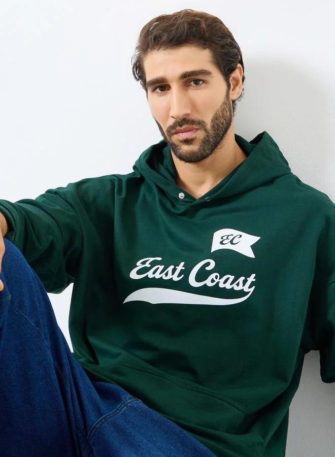 Styli Men Oversized Heavy Fleece Printed Hoodie